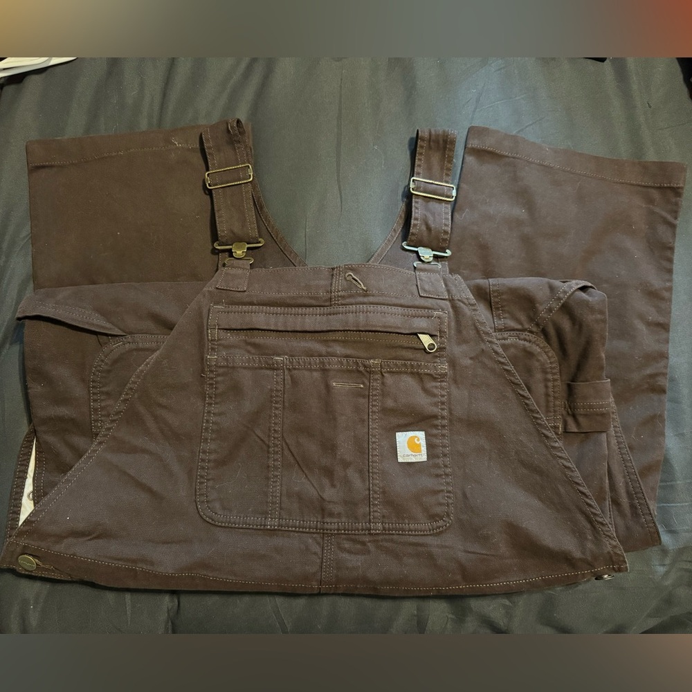 Carhartt Rugged Flex Black Canvas Bib Overall - Picture 2 of 7